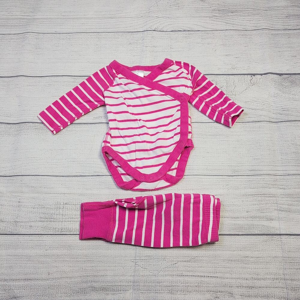 0/3m Hanna Andersson Pink Stripe Wiggle Set